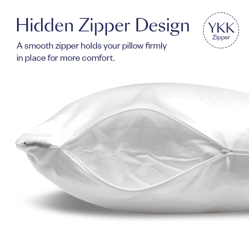 2 Gray Silk Pillowcases - King Size - Zippered