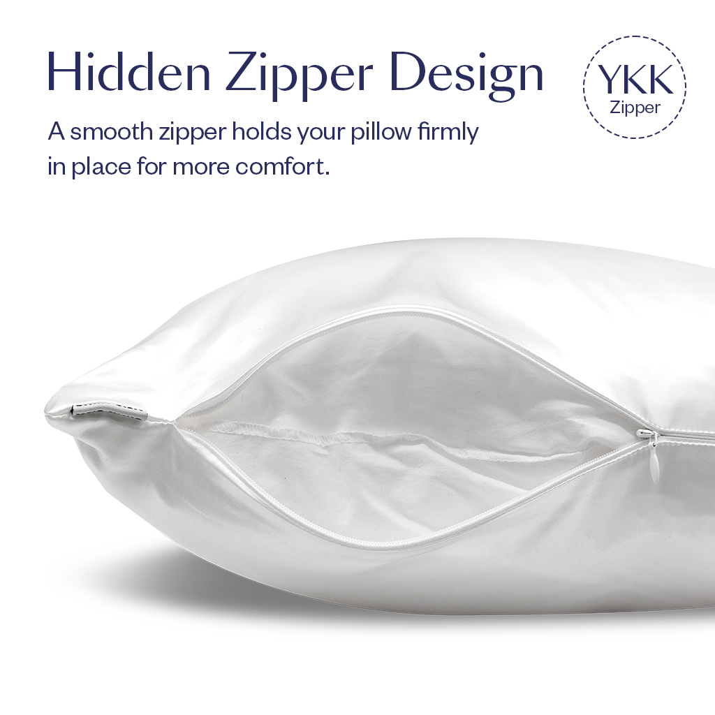 2 Off White Silk Pillowcases - Queen Size - Zippered