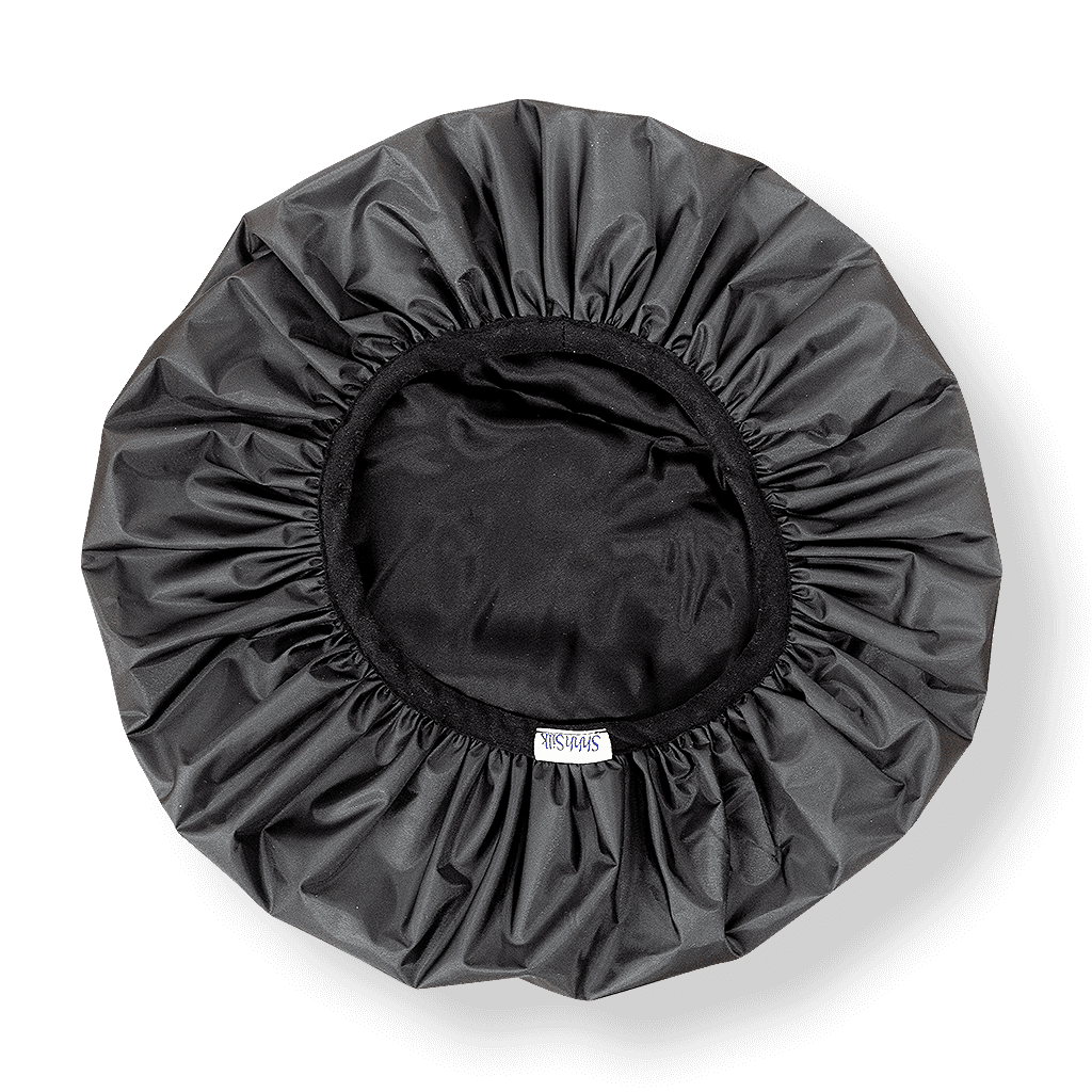 Black Silk Lined Shower Cap